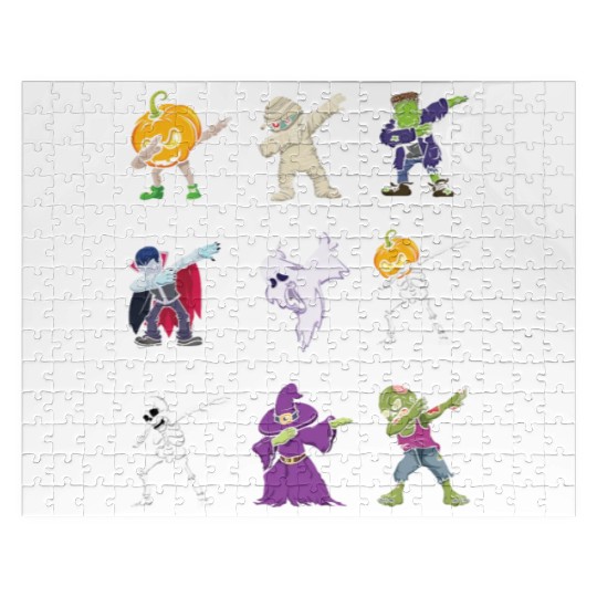 Dabbing Halloween Characters Lazy Creepy Halloween Jigsaw Puzzles