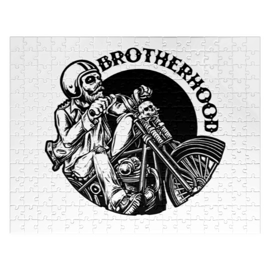 Riding brotherhood culture, skeleton riding a bike Jigsaw Puzzles