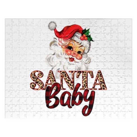 vintage retro Santa ,leopard and buffalo pattern Jigsaw Puzzles