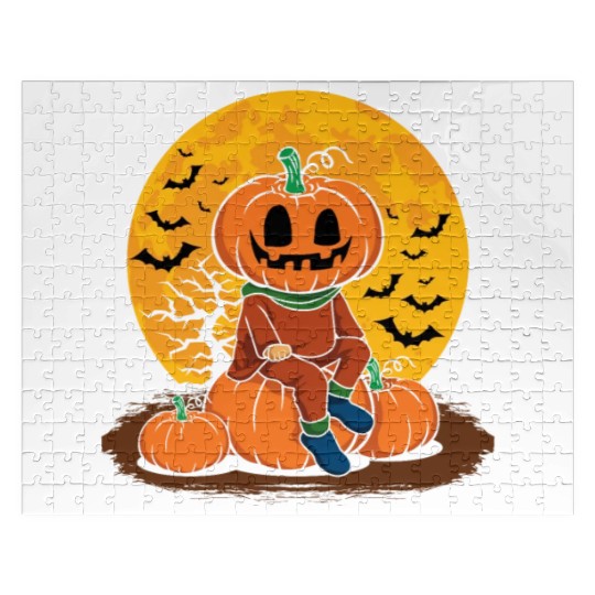 Cool Pumpkin Person Creepy Halloween Pumpkin Jigsaw Puzzles