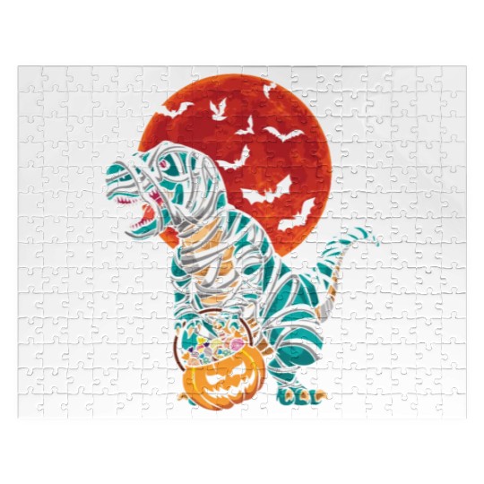 Dinosaur Mummy Pumpkin Lazy Creepy Halloween Jigsaw Puzzles
