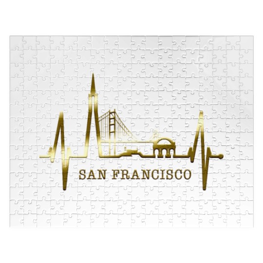 San Francisco Skyline Heartbeat California Lover Jigsaw Puzzles