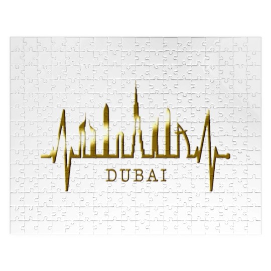 Dubai Skyline Heartbeat Burj Khalifa Silhouette Jigsaw Puzzles