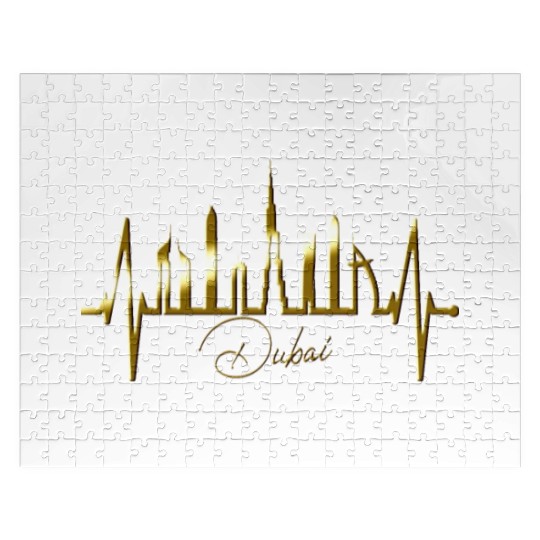 Dubai Skyline Heartbeat Burj Khalifa Silhouette Jigsaw Puzzles