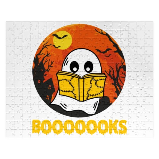 Boooks Ghost Halloween Bookworm Librarian Teacher Jigsaw Puzzles