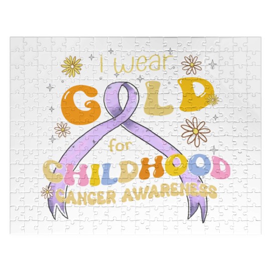 I Wear Gold For Childhood Cancer Awareness Jigsaw Puzzles