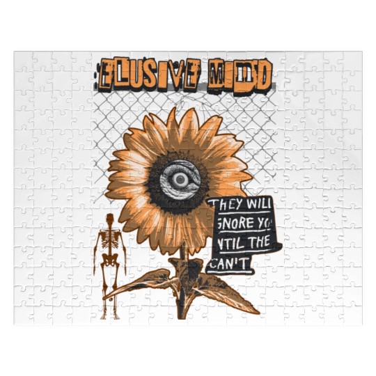 Sun Flower Mind in Retro Design with Skeleton Jigsaw Puzzles