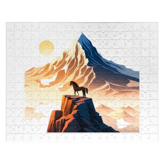Horse running to mountain Jigsaw Puzzles