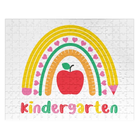 Kindergarten Rainbow Girls Kids Teacher Team Jigsaw Puzzles