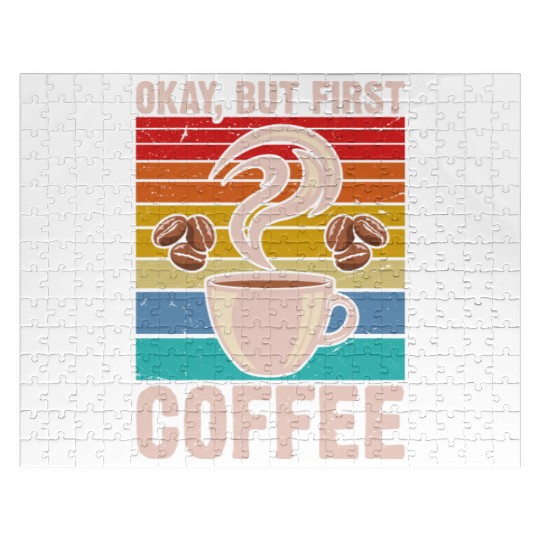 Okay, but First Coffee Retro Jigsaw Puzzles