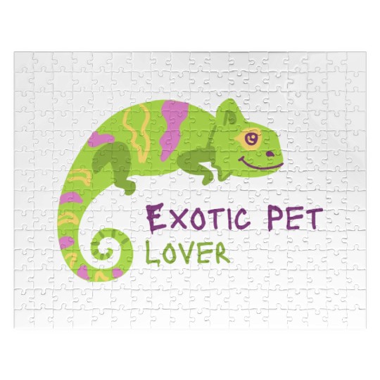 Green Chameleon Lizard Exotic Pet Lover Jigsaw Puzzles