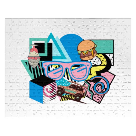 Retro 90s colorful abstract design-3 Jigsaw Puzzles