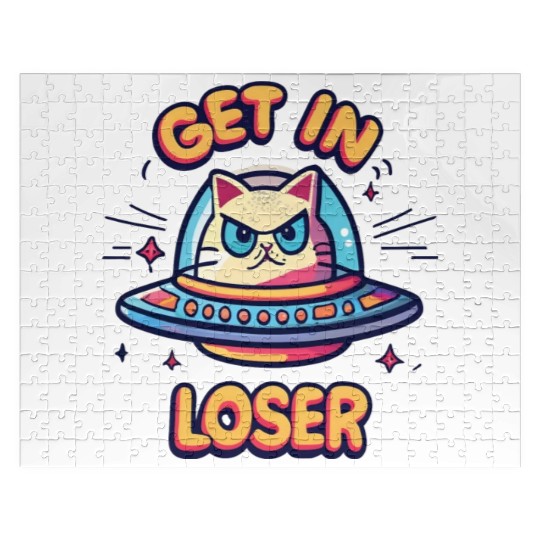 Get In Loser Angry Cat in a UFO Jigsaw Puzzles