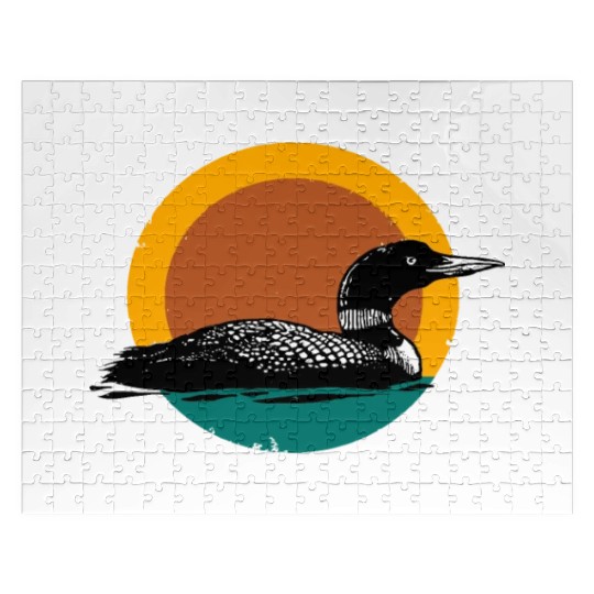 Loon Sunset Faded Look with Retro Colors Jigsaw Puzzles