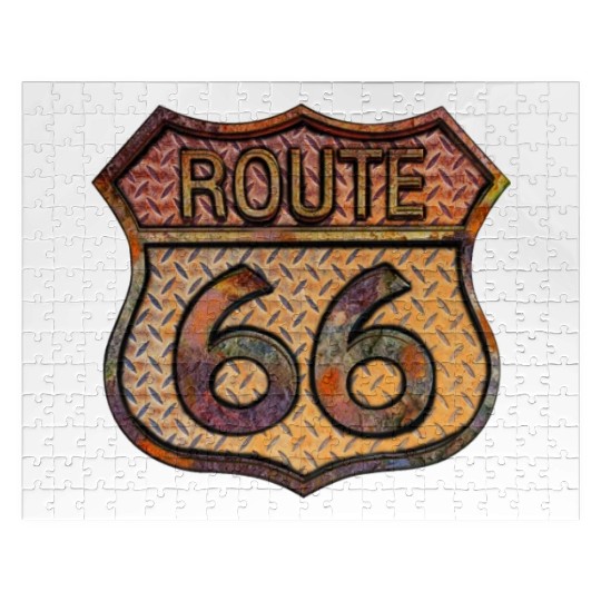 Route 66 vintage sign - Rusty metal 2 Jigsaw Puzzles