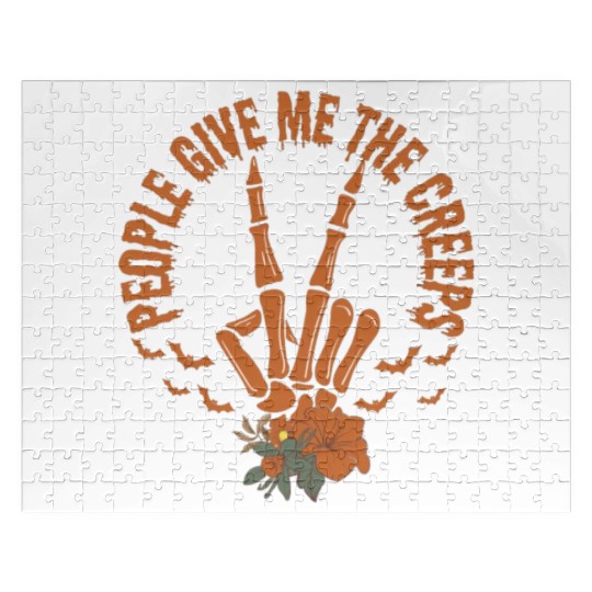 People Give Me The Creeps Skeleton Hand Jigsaw Puzzles