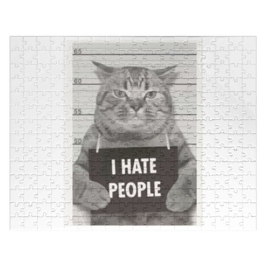I hate people cat Jigsaw Puzzles