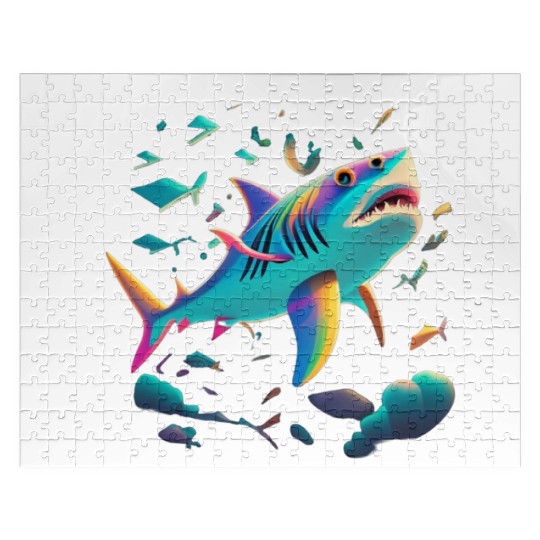 Rainbow Shark in AI Platform - Unique and Stylish Jigsaw Puzzles