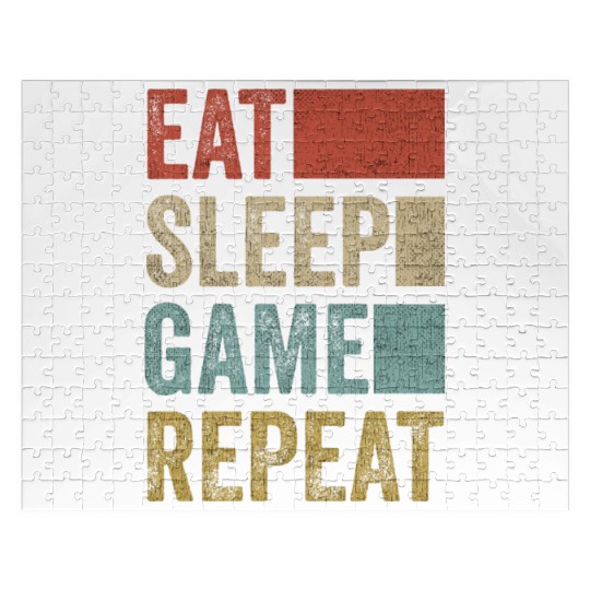 Vintage Retro Gamer Accessory Eat Sleep Game Jigsaw Puzzles