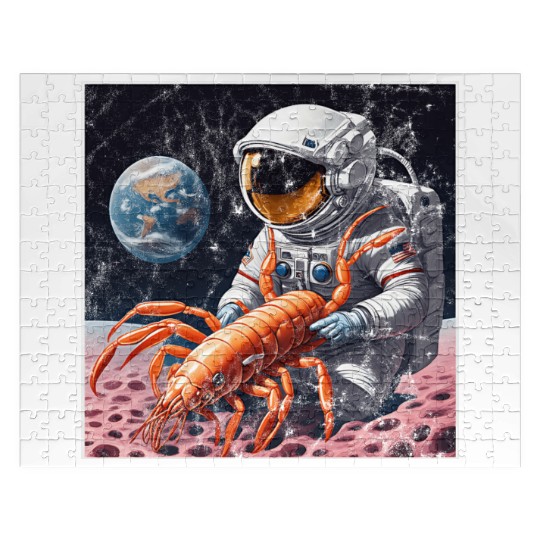 Astronaut in space with shrimp Jigsaw Puzzles