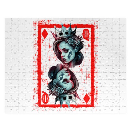 Queen of Diamonds Gothic Card Game Creepy Jigsaw Puzzles