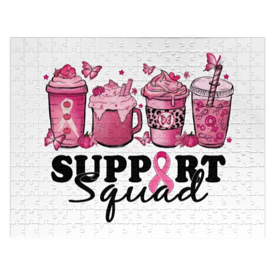 breast cancer coffee support squad Jigsaw Puzzles