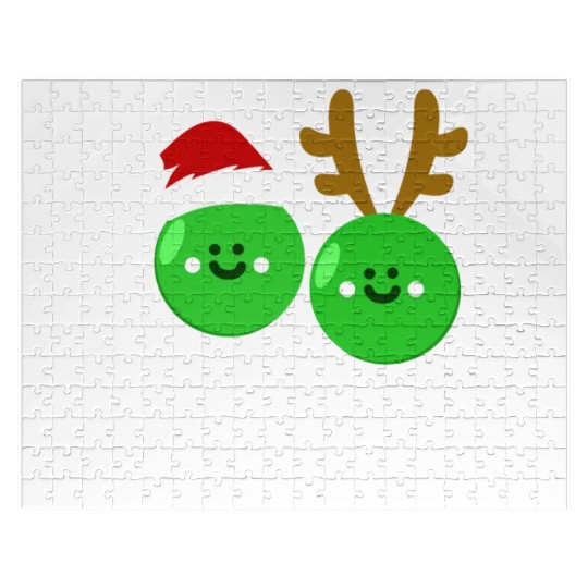 Hap-Pea Christmas Funny Vegetable Vegan Food Pun Jigsaw Puzzles