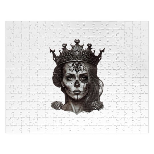 Gothic Halloween Poker Card Game Queen of Clubs Jigsaw Puzzles