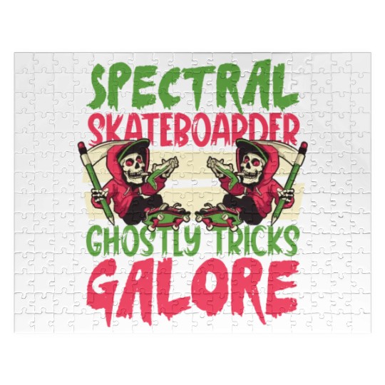 Spooky Horror Skateboarder Halloween Skateboarding Jigsaw Puzzles