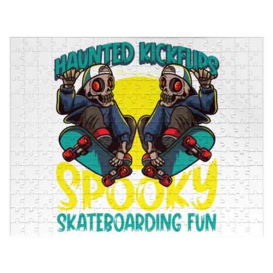 Spooky Horror Skateboarder Halloween Skateboarding Jigsaw Puzzles