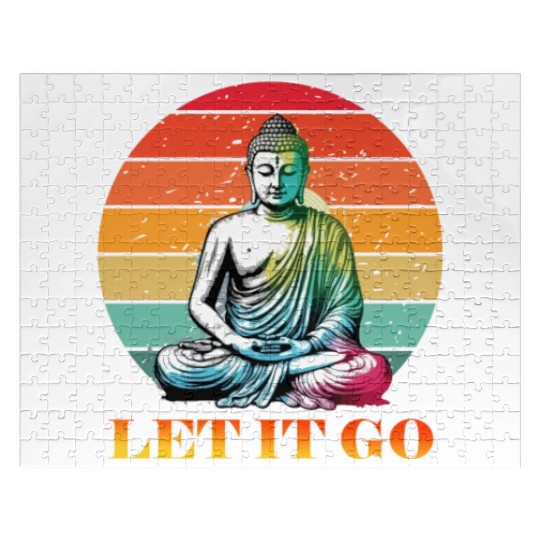 Let It Go, Yoga Buddhism Retro Jigsaw Puzzles
