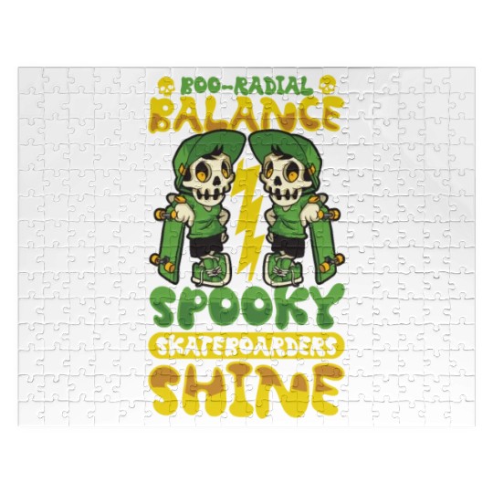 Spooky Horror Skateboarder Halloween Skateboarding Jigsaw Puzzles