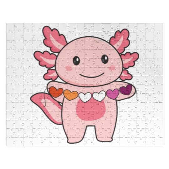 Lesbian Flag Lesbian Pride Lgbtq Axolotl Jigsaw Puzzles