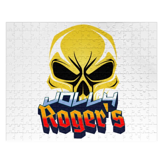 Jolly Roger Yellow Skull on a Purple Background Jigsaw Puzzles