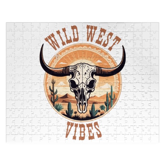 Vintage Cow Skull Wild West Vibes Jigsaw Puzzles