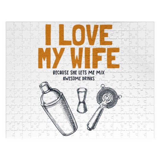 I Love My Wife Bartender Mixologist Barmaid Jigsaw Puzzles