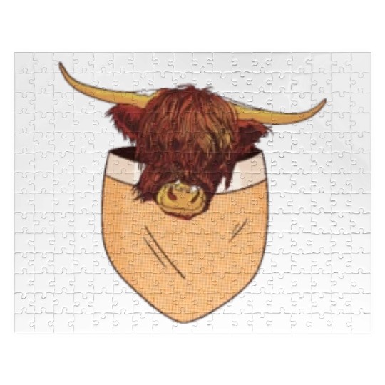 Scottish Highland Cow Pocket Design Jigsaw Puzzles