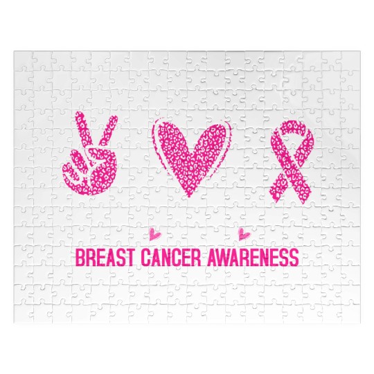 Peace Love Cure Breast Cancer Awareness Jigsaw Puzzles