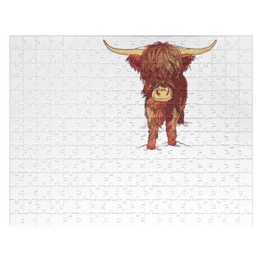 Love Scottish Highland Cow Outfit Jigsaw Puzzles