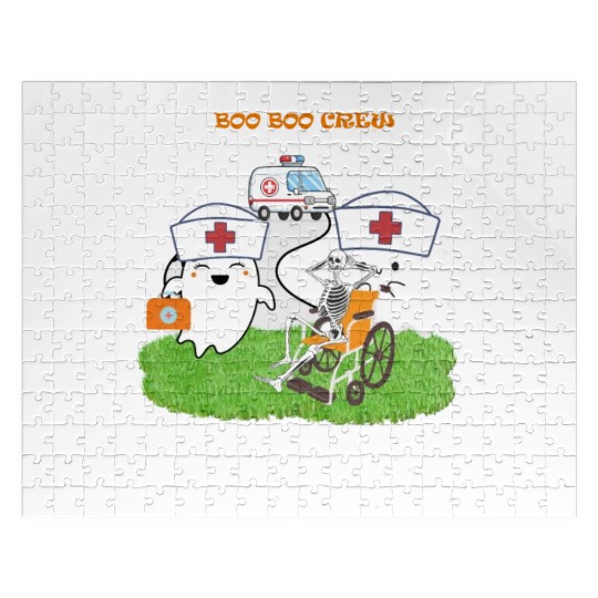 Funny Halloween Boo Boo Crew Ghost Nurse Jigsaw Puzzles