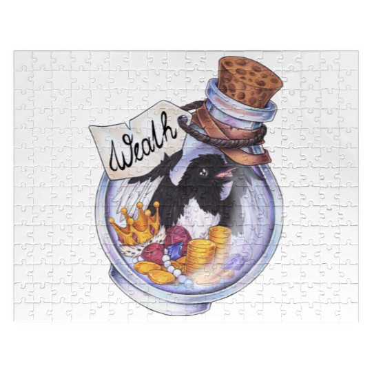 Potion magpie bird coins money treasure wealth Jigsaw Puzzles