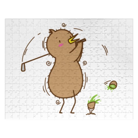 Kiwi playing Golf Kiwi Bird and Fruit Jigsaw Puzzles