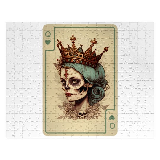 Queen of Hearts Gothic Poker Card Game Halloween Jigsaw Puzzles