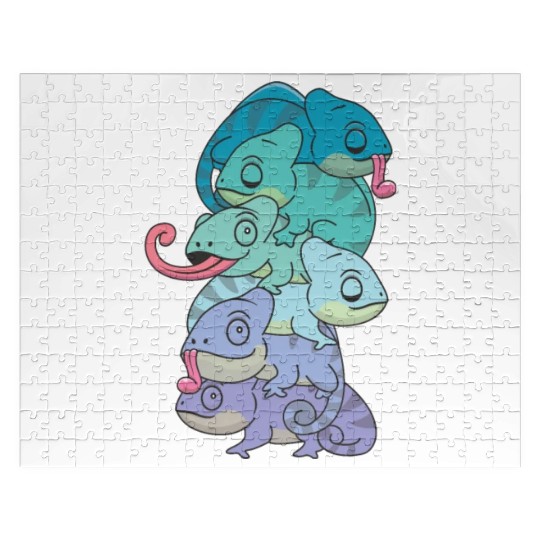 Neptunic Flag Pride Lgbtq Cute Chameleon Pile Jigsaw Puzzles