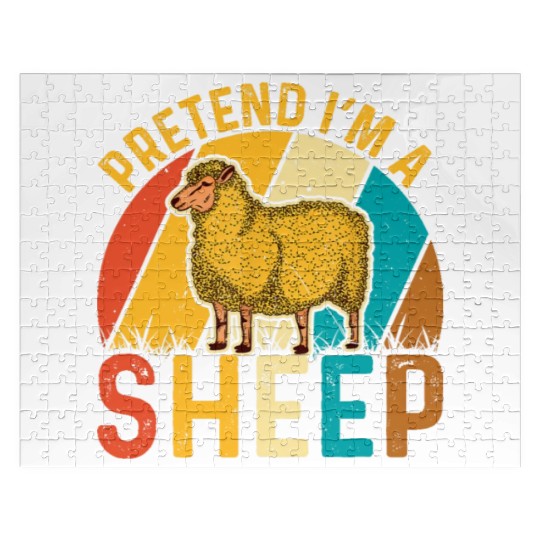Sheep Lover Funny Pretend I'm a Sheep Retro Lamb Jigsaw Puzzles