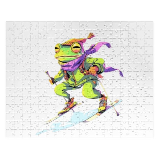 Frog Skiing Skier Ski Winter Snow Jigsaw Puzzles