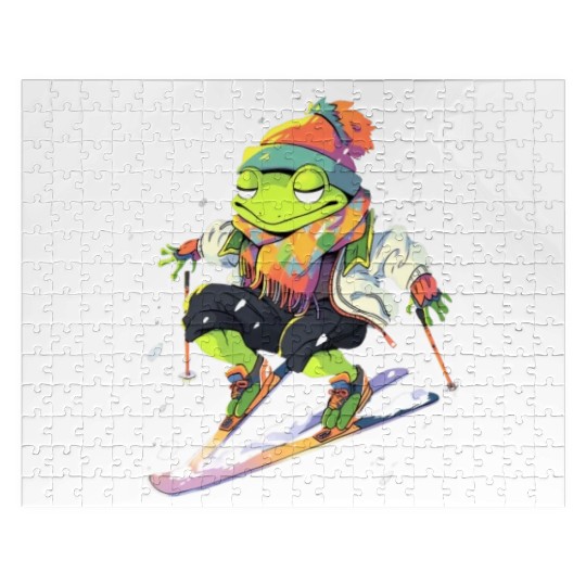 Frog Skiing Skier Ski Winter Snow Jigsaw Puzzles