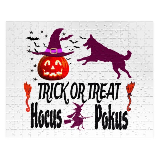 Pumpkin Halloween Trick or Treat Hocus Pocus Dog Jigsaw Puzzles