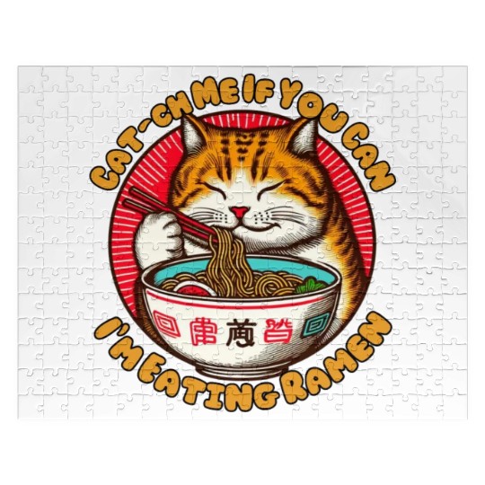 I'm eating Ramen Japanese cat Jigsaw Puzzles