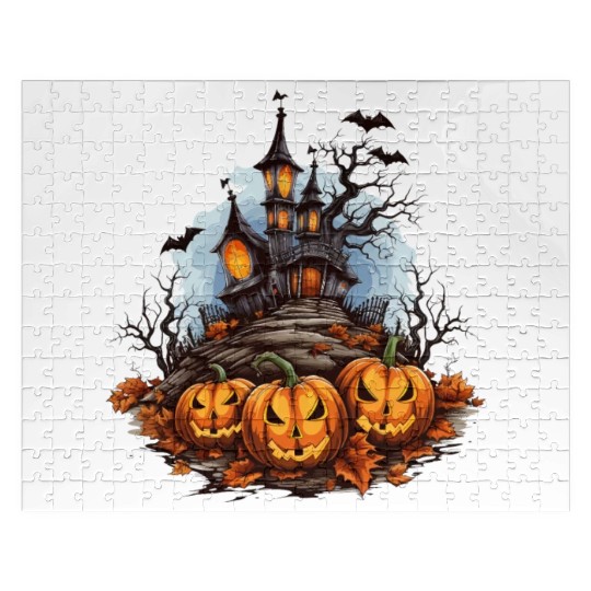 Halloween Pumpkin Bat Spell Haunted House Jigsaw Puzzles